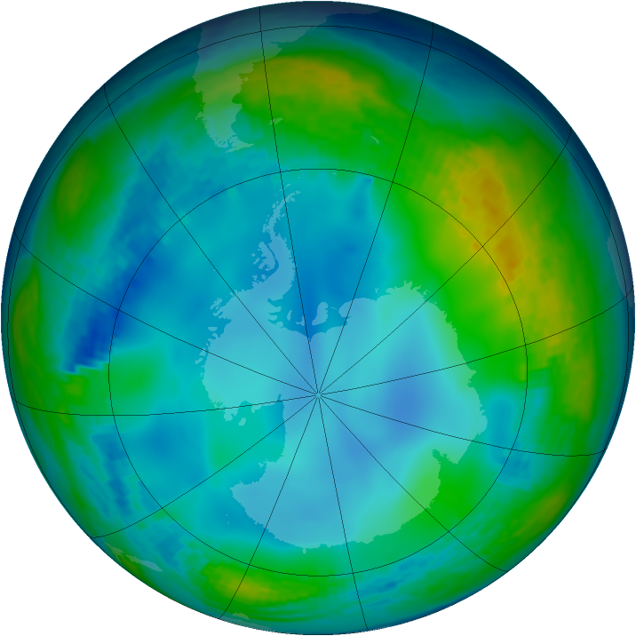 Antarctic ozone map for 10 June 2002
